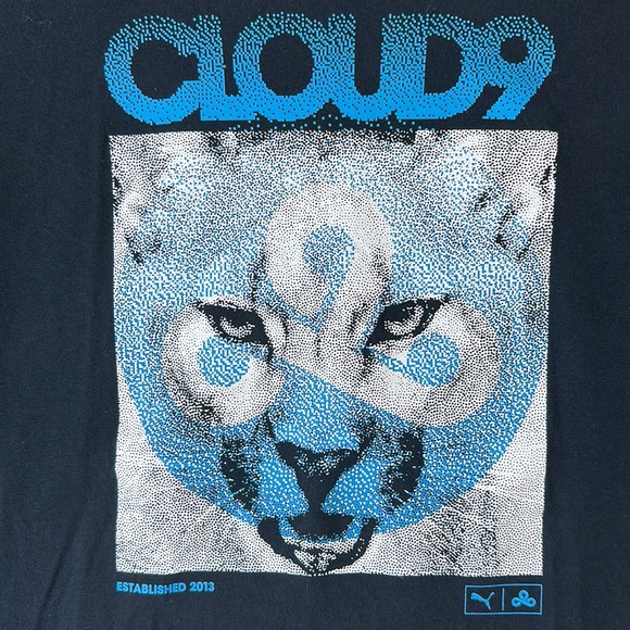 Puma Men’s X Cloud9 Neon Esport Long Sleeve T-shirt Black Blue Size Large - Picture 3 of 10